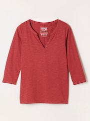 FatFace Aster Red 3/4 Sleeve V-Neck T-Shirt - Image 5 of 5