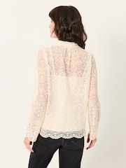 FatFace Lilly 2 in 1 Ivory Lace Shirt with Jersey Cami - Image 3 of 7