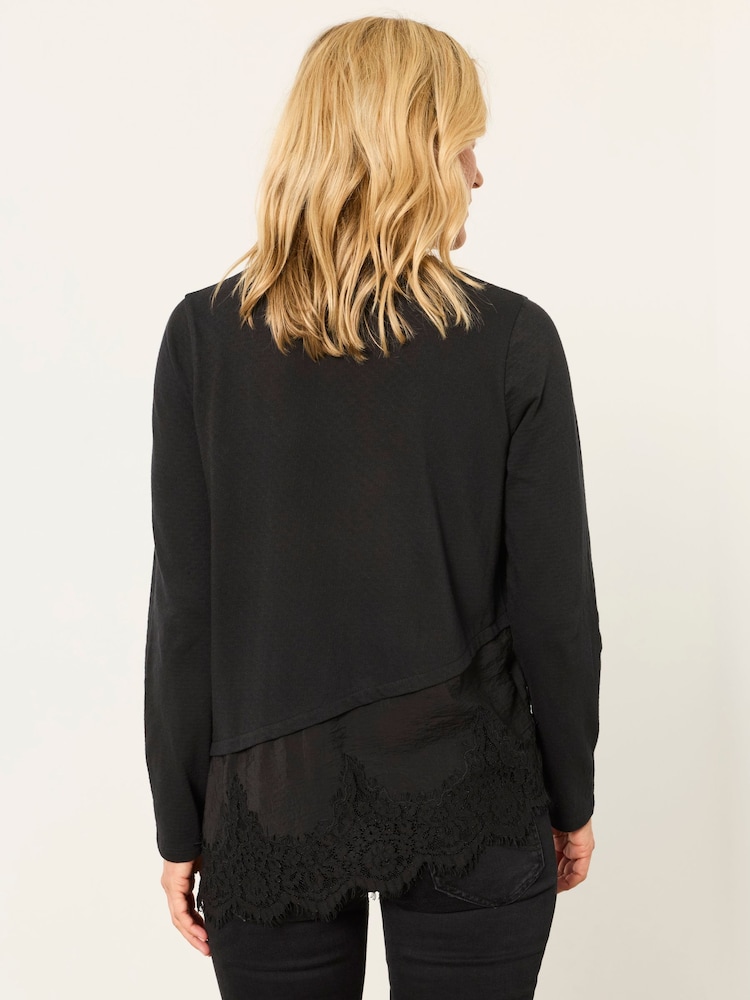 FatFace Fern Black Lace Trim T-Shirt - Image 5 of 5
