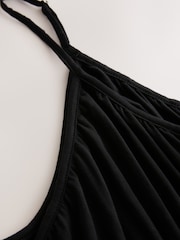 Black Jersey Mini Shirred Dress - Image 6 of 7