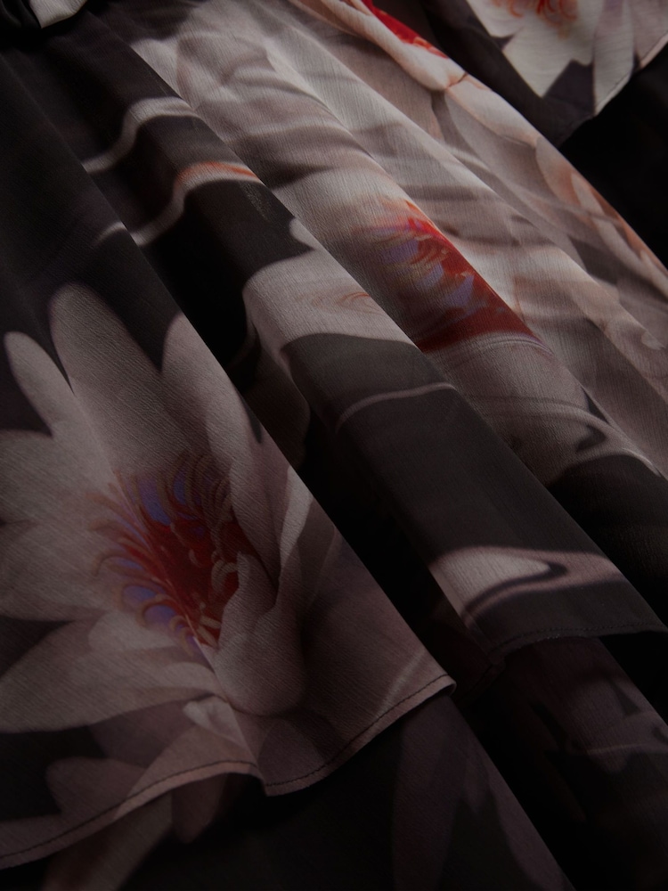 Ted Baker Black Ruffled Long Sleeve Printed Mini Dress - Image 7 of 7 Ted Baker Black Ruffled Long Sleeve Printed Mini Dress - Image 7 of 7