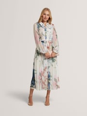 Ted Baker Pleated Midi Printed Shirt Dress - Bild 1 von 6
