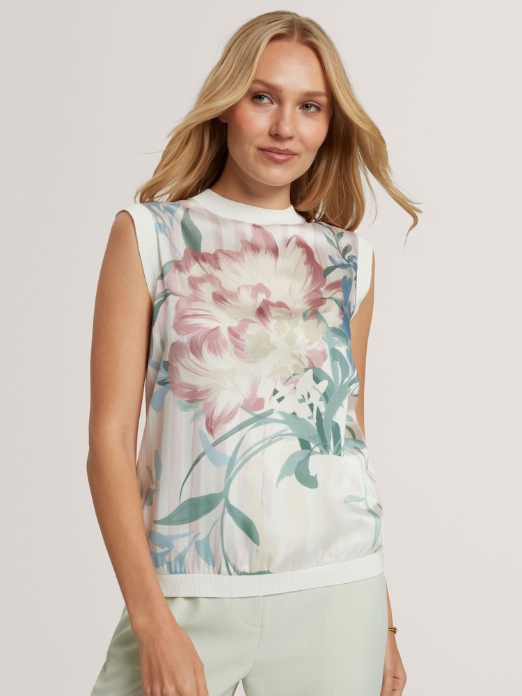 Ted Baker Pink Printed Woven Front Tank - Image 1 of 6