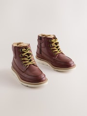 Tan Brown Leather Lace Up Boots - Image 1 of 5