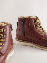 Tan Brown Leather Lace Up Boots - Image 3 of 5