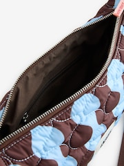 Eleanor Bowmer Blue/Brown Quilted Nylon Sling Cross-Body Bag - Image 3 of 5