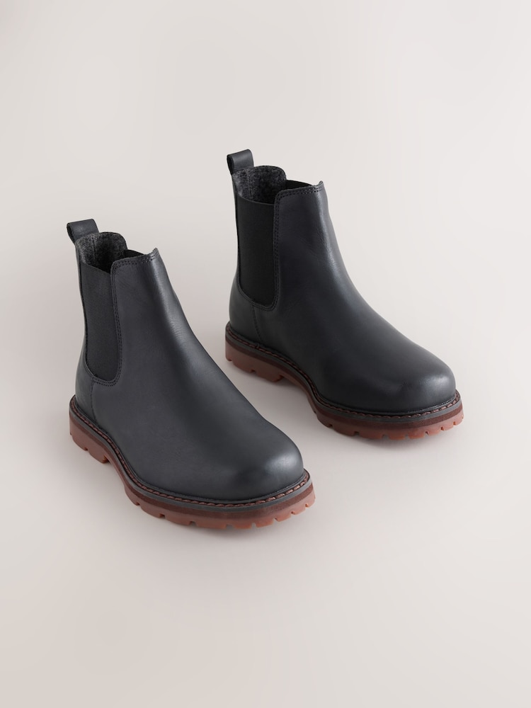 Qara - Dəri Kvadrat Barmaqlı Chelsea Çəkmələri - 5şəkildən 1 şəkil