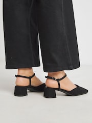 JD Williams Black Wide Fit Two Part Heeled Shoes - Image 2 of 4
