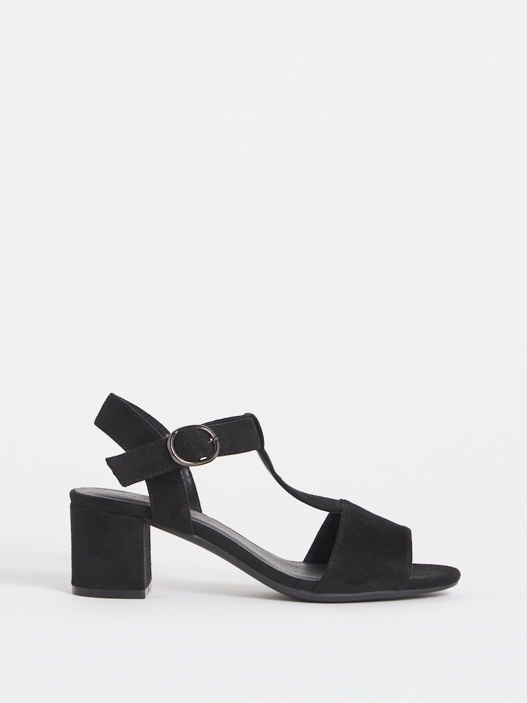 JD Williams Black T-Bar Heeled Sandals - Image 2 of 4