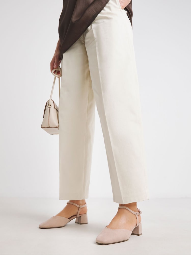 JD Williams Pink Extra Wide Fit Two Part Heeled Shoes - Image 1 of 4