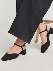 JD Williams Black Extra Wide Fit Two Part Heeled Shoes - Image 3 of 4