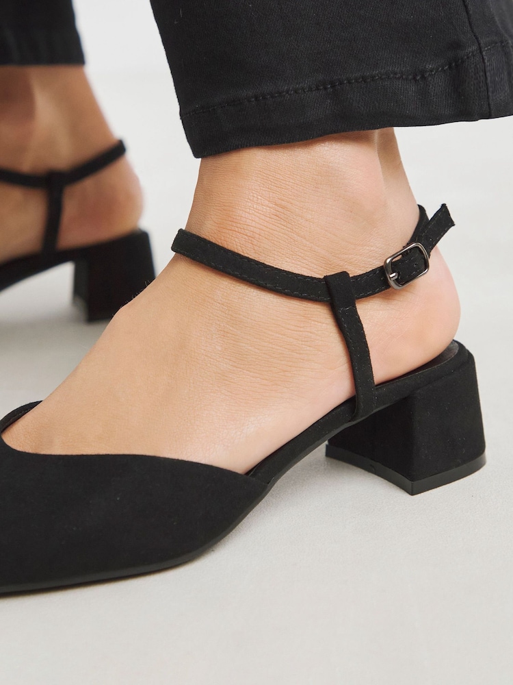 JD Williams Black Extra Wide Fit Two Part Heeled Shoes - Image 4 of 4