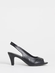 JD Williams Black Extra Wide Fit Peep Toe Heeled Sandals - Image 2 of 4