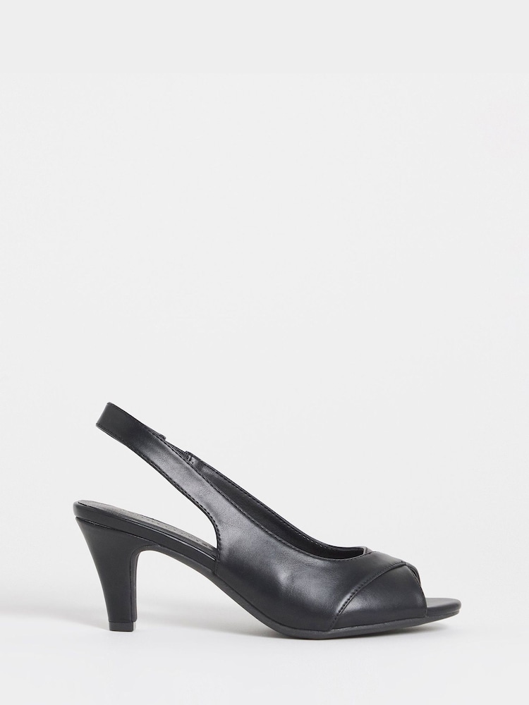 JD Williams Black Extra Wide Fit Peep Toe Heeled Sandals - Image 2 of 4