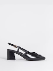 JD Williams Black Extra Wide Fit Heeled Slingbacks With Buckle Trim - Image 2 of 4