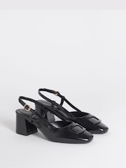 JD Williams Black Extra Wide Fit Heeled Slingbacks With Buckle Trim - Image 3 of 4