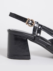 JD Williams Black Extra Wide Fit Heeled Slingbacks With Buckle Trim - Image 4 of 4