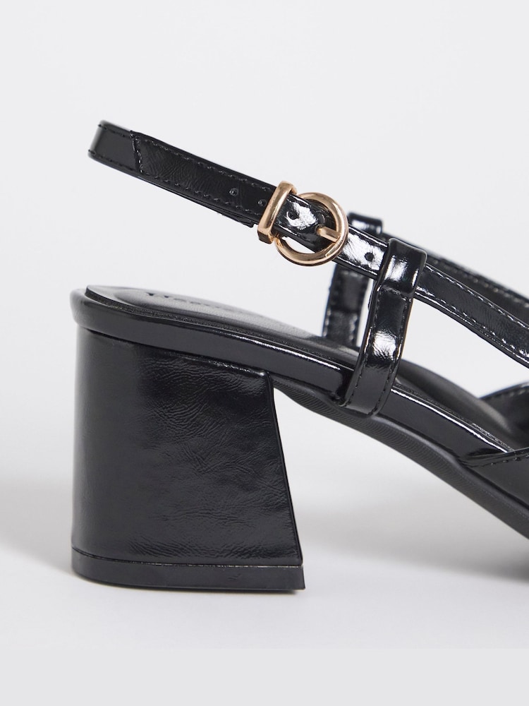 JD Williams Black Extra Wide Fit Heeled Slingbacks With Buckle Trim - Image 4 of 4