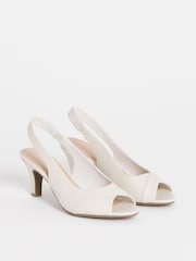 JD Williams Cream Extra Wide Fit Peep Toe Heeled Sandals - Image 3 of 4
