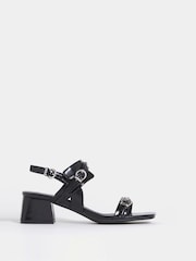 أسود - صنادل بحزام مزدوج بإبزيم من JD Williams - صورة 3 من 4