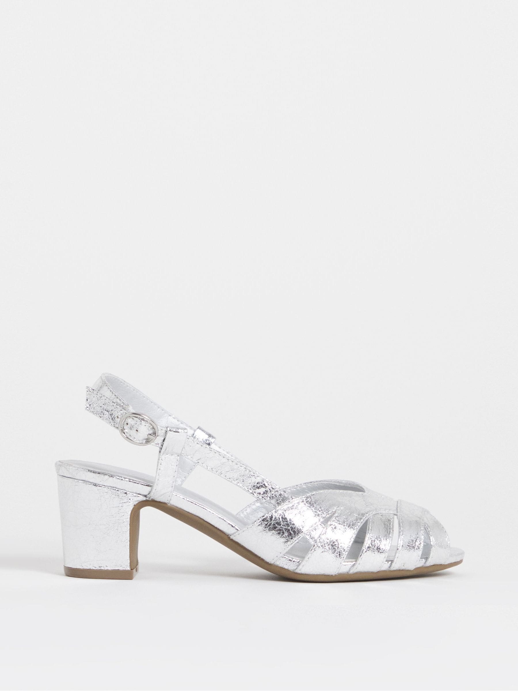Buy JD Williams Silver Extra Wide Fit Peep Toe Slingback Sandals