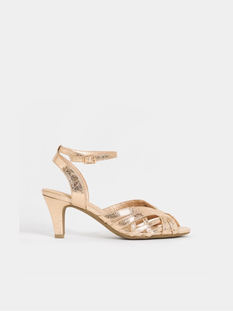 JD Williams Pink Wide Fit Cage Upper Heeled Sandals - Image 2 of 3 JD Williams Pink Wide Fit Cage Upper Heeled Sandals - Image 2 of 3