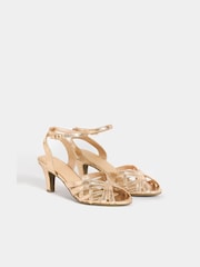 JD Williams Pink Wide Fit Cage Upper Heeled Sandals - Image 3 of 3