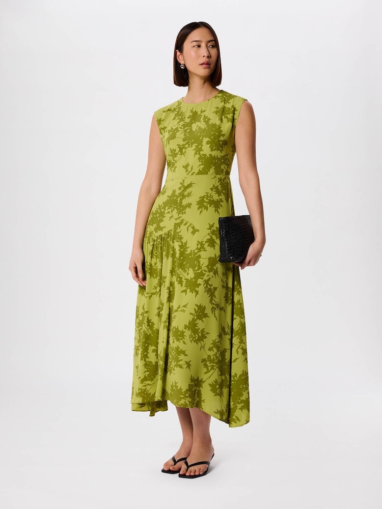Whistles Green Floral Asymmetric Dress - Image 1 of 6