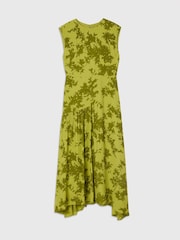 Whistles Green Floral Asymmetric Dress - Image 5 of 6