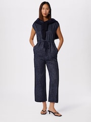 Whistles Blue Grid Print Sleeveless Jumpsuit - Image 1 of 5