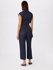 Whistles Blue Grid Print Sleeveless Jumpsuit - Image 2 of 5