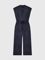 Whistles Blue Grid Print Sleeveless Jumpsuit - Image 5 of 5