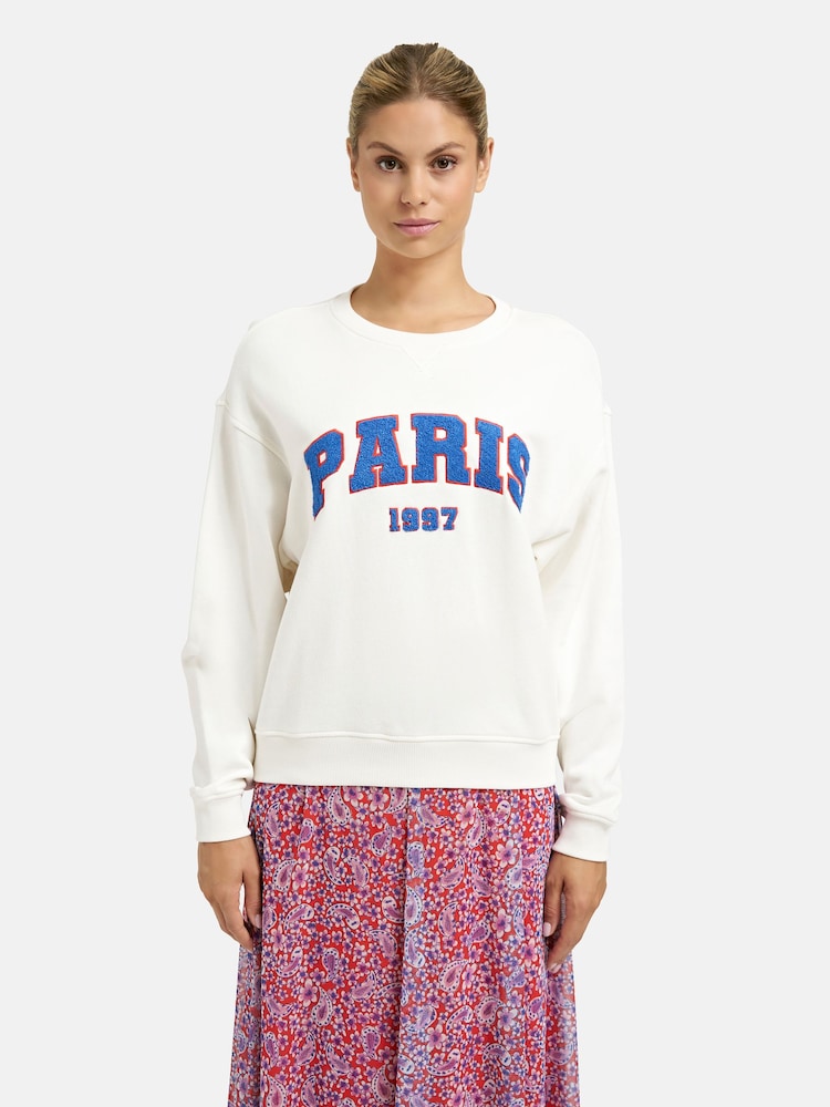 Smith & Soul White Relaxed "PARIS 1997" Slogan Sweatshirt - Image 2 of 5 Smith & Soul White Relaxed "PARIS 1997" Slogan Sweatshirt - Image 2 of 5