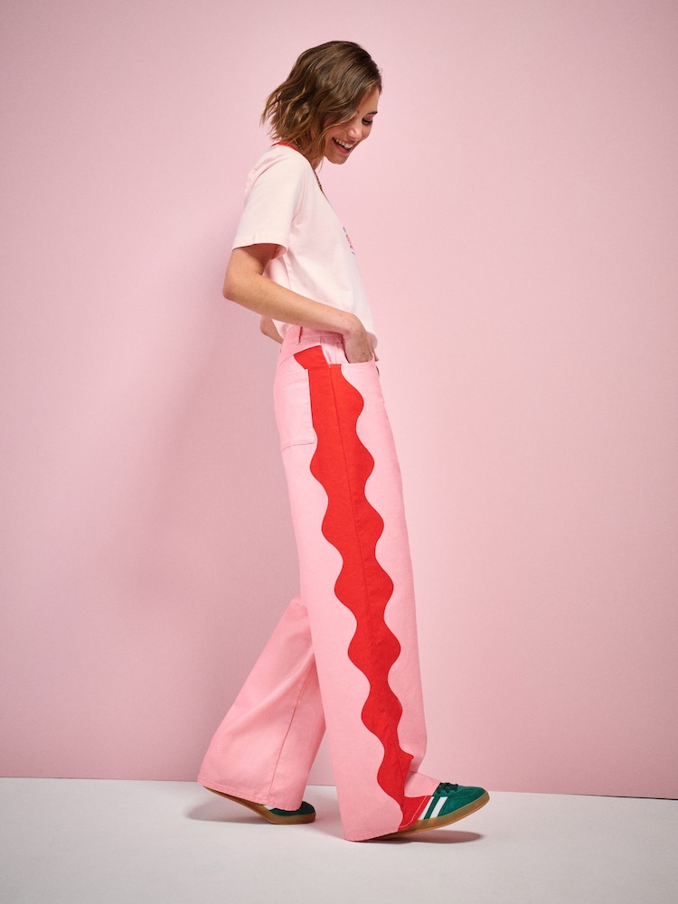 Eleanor Bowmer Pink/Red Wave Straight Leg Jeans - Image 1 of 6