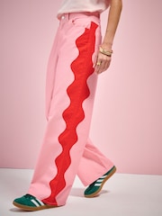 Eleanor Bowmer Pink/Red Wave Straight Leg Jeans - Image 2 of 6