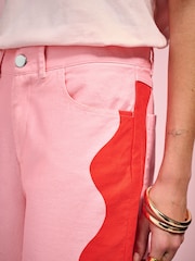 Eleanor Bowmer Pink/Red Wave Straight Leg Jeans - Image 5 of 6