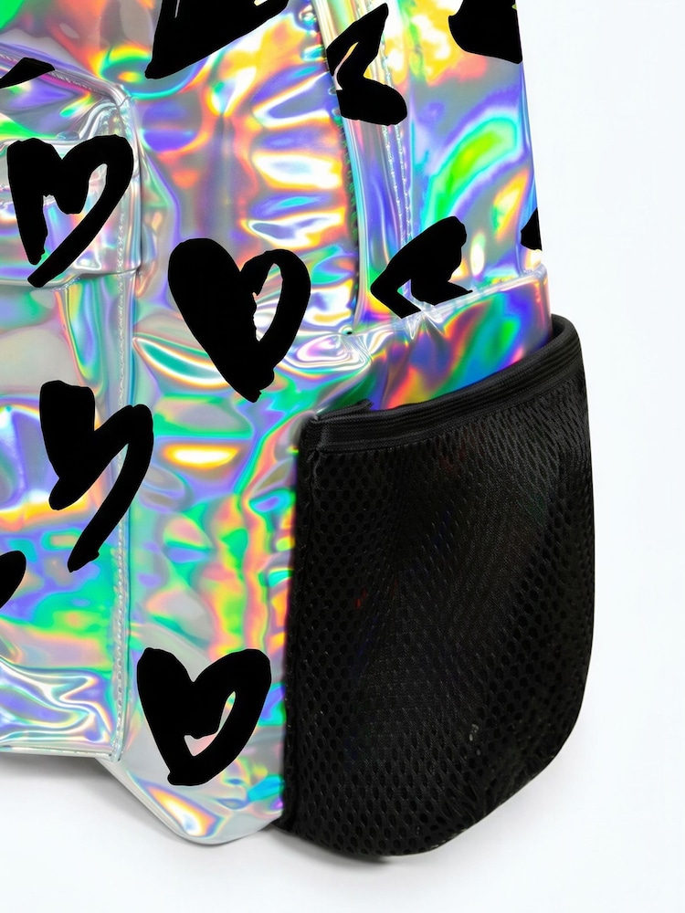 Hype Silver Holographic Scribble Heart Backpack - Image 4 of 4