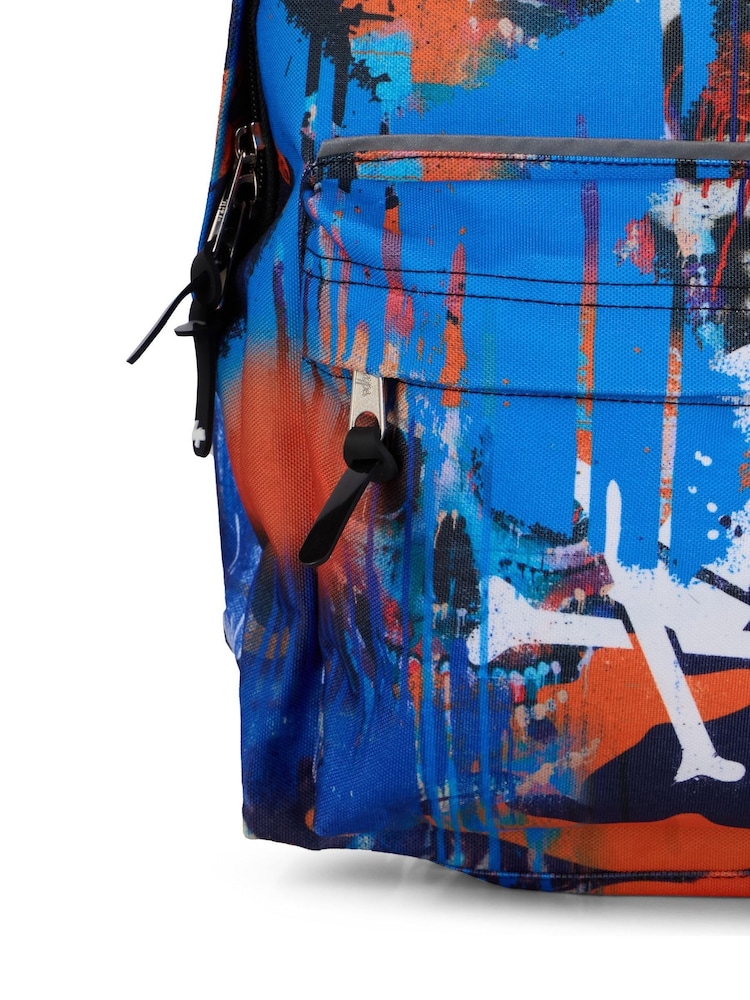 Hype Blue Multi Graffiti Skull Backpack - Image 4 of 4