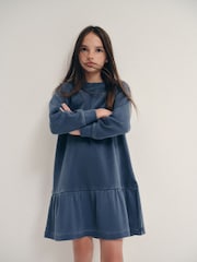 The Set Long Sleeve Washed Heavyweight Jersey Dresses 2 Pack Blue/Chocolate Brown - Image 1 of 10
