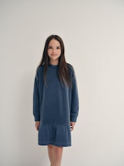 The Set Long Sleeve Washed Heavyweight Jersey Dresses 2 Pack Blue/Chocolate Brown - Image 3 of 10