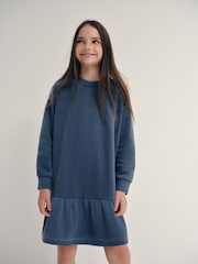 The Set Long Sleeve Washed Heavyweight Jersey Dresses 2 Pack Blue/Chocolate Brown - Image 4 of 10
