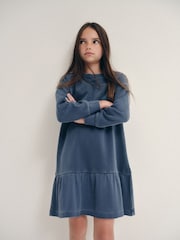 The Set Long Sleeve Washed Heavyweight Jersey Dresses 2 Pack Blue/Chocolate Brown - Image 5 of 10