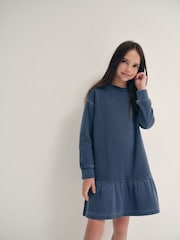 The Set Long Sleeve Washed Heavyweight Jersey Dresses 2 Pack Blue/Chocolate Brown - Image 6 of 10
