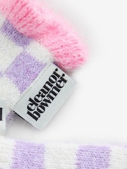 Eleanor Bowmer Lilac Purple Check Fingerless Gloves - Image 6 of 6