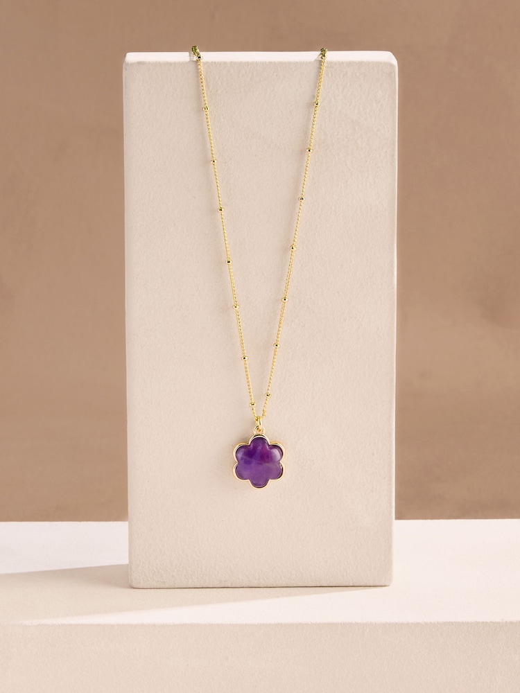 Cath Kidston Gold Tone Semi Precious Flower Necklace - Image 1 of 4