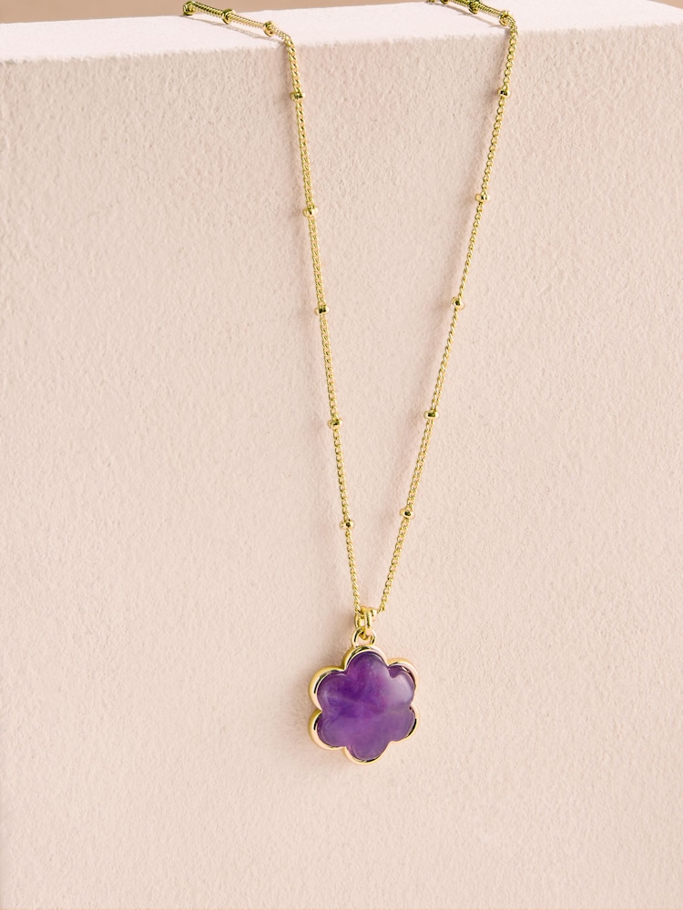 Cath Kidston Gold Tone Semi Precious Flower Necklace - Image 2 of 4