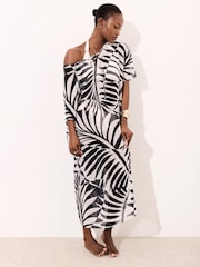 Mint Velvet Blue Leaf Print Beach Kaftan - Image 2 of 8