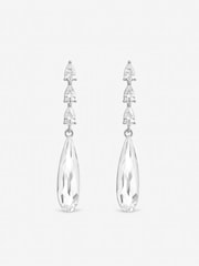 Jon Richard Silver Tone Linear Pear Drop Earrings - Image 1 of 3