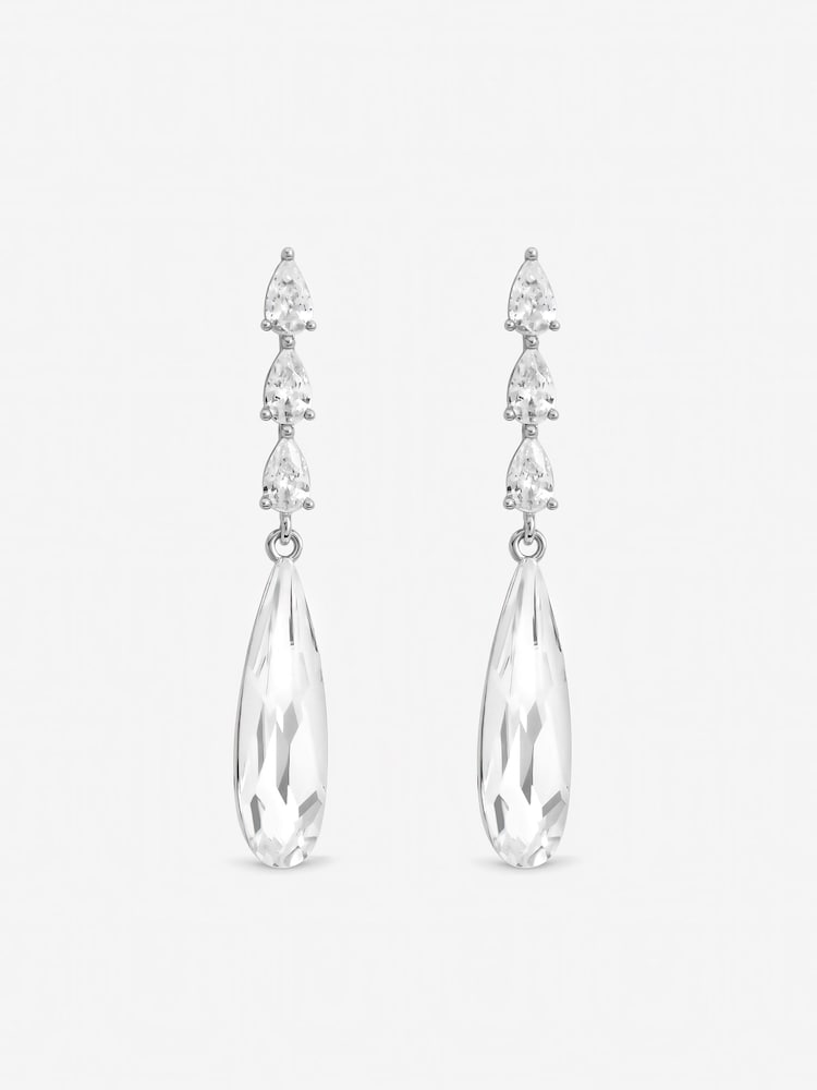 Jon Richard Silver Tone Linear Pear Drop Earrings - Image 1 of 3