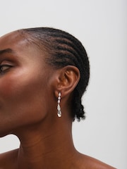 Jon Richard Silver Tone Linear Pear Drop Earrings - Image 2 of 3